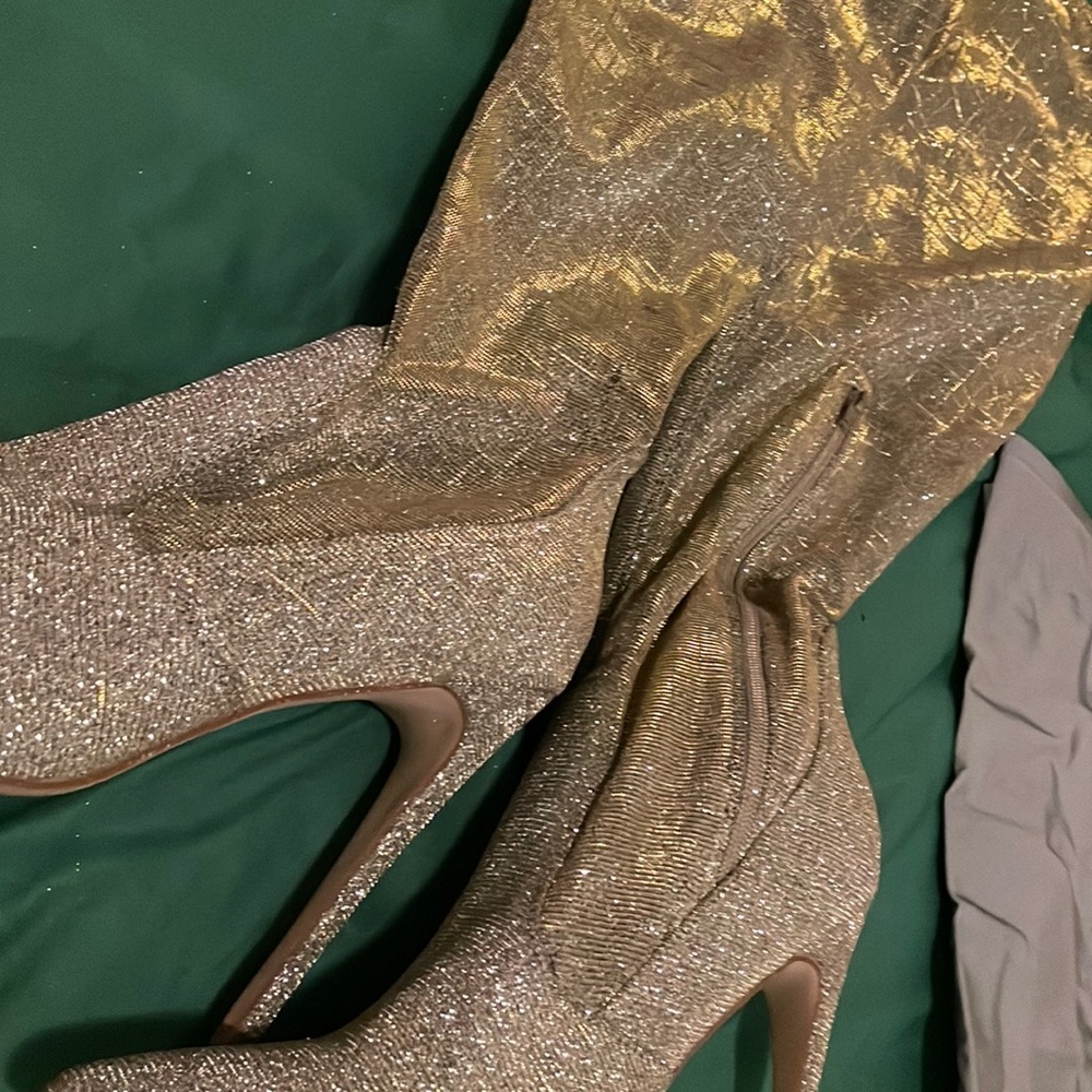These are shiny heels they are knee high  size 12